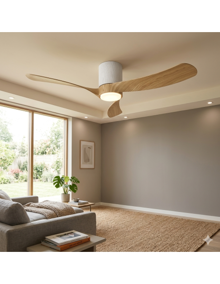 Ventilateur Diam.132 cm 19 W 3000/5000 K Blanc et Bois - Mantra - Nemo II M