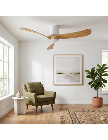 Ventilateur Diam. 122 cm 19 W 2660 LM 3000/5000K Bois et Blanc - Mantra - Nemo II M