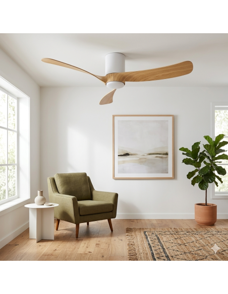 Ventilateur Diam. 122 cm 19 W 2660 LM 3000/5000K Bois et Blanc - Mantra - Nemo II M