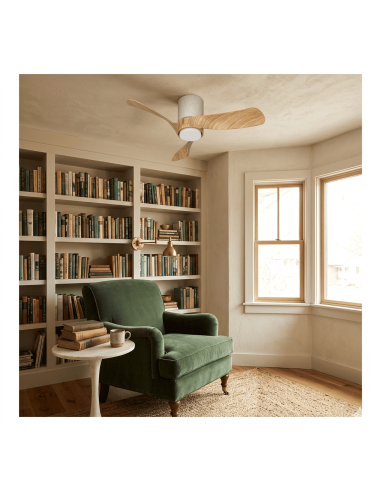 Ventilateur Diam. 72 cm 15 W 2100LM 3000/5000K Blanc et Bois- Mantra - Nemo II XS