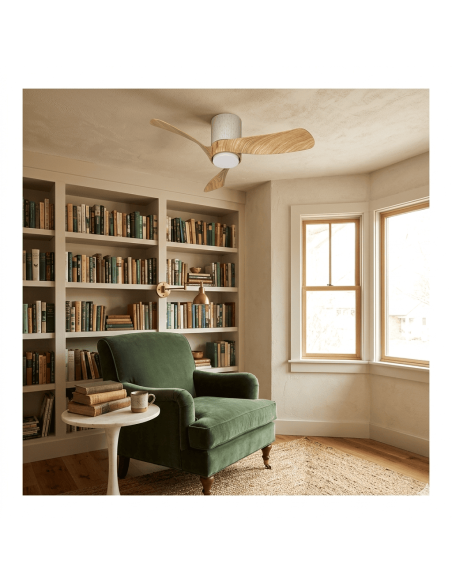 Ventilateur Diam. 72 cm 15 W 2100LM 3000/5000K Blanc et Bois- Mantra - Nemo II XS