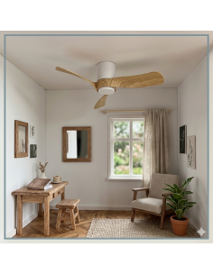 Ventilateur Diam.72 cm 15 W 2100 LM 3000/5000K Blanc et Bois - Mantra - Nemo II XS 2