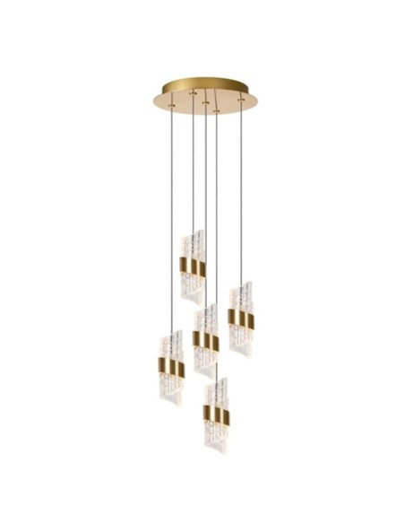 Suspension Diam. 13 cm LED 5x8W 2700K 520LM Or mat/ laiton - Lucide - Kligande