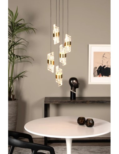 Suspension Diam. 13 cm LED 5x8W 2700K 520LM Or mat/ laiton - Lucide - Kligande