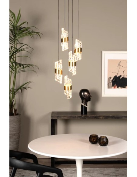 Suspension Diam. 13 cm LED 5x8W 2700K 520LM Or mat/ laiton - Lucide - Kligande