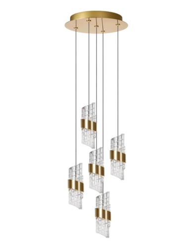 Suspension Diam. 13 cm LED 5x8W 2700K 520LM Or mat/ laiton - Lucide - Kligande