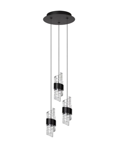 Suspension Diam. 25 cm LED 3x8W 2700K 600LM Noir - Lucide - Kligande