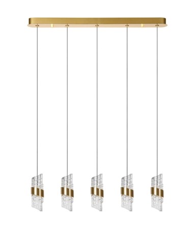 Suspension LED 5 x 7.8W 2700K 620 LM Or mat/ laiton - Lucide - Kligande