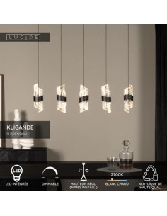 Suspension LED 5 x 7.8W 2700K 620 LM Métal Noir  - Lucide - Kligande 2