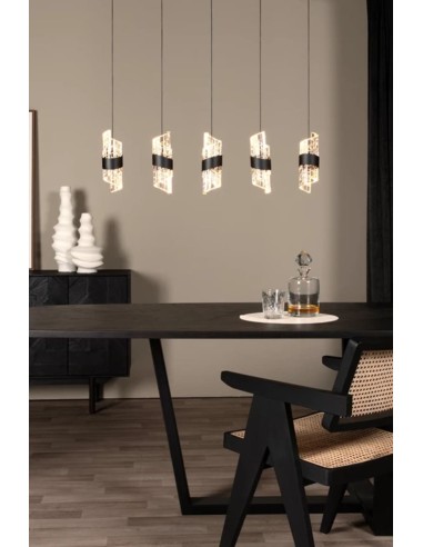 Suspension LED 5 x 7.8W 2700K 620 LM Métal Noir  - Lucide - Kligande
