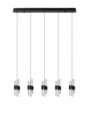 Suspension LED 5 x 7.8W 2700K 620 LM Métal Noir  - Lucide - Kligande