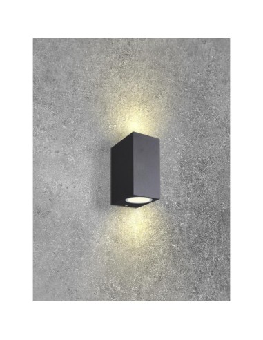 Applique extérieure Kandanchu double GU10 installation mur entrée terrasse design moderne noir