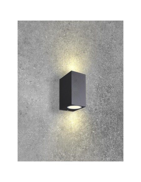Applique extérieure Kandanchu double GU10 installation mur entrée terrasse design moderne noir