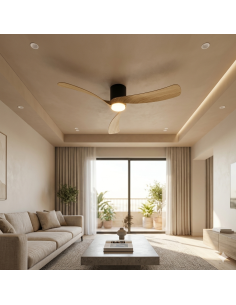 Ventilateur plafond Diam.122 cm 24 W 2700/5000K Noir et Immitation Bois- Nemo M 2
