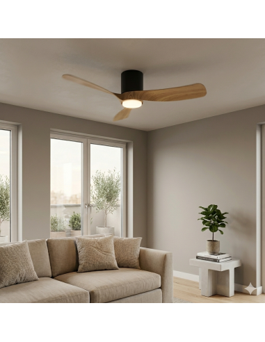Ventilateur plafond Diam. 97cm 24 W 2700/5000K Noir et Bois clair - Mantra - Nemo S