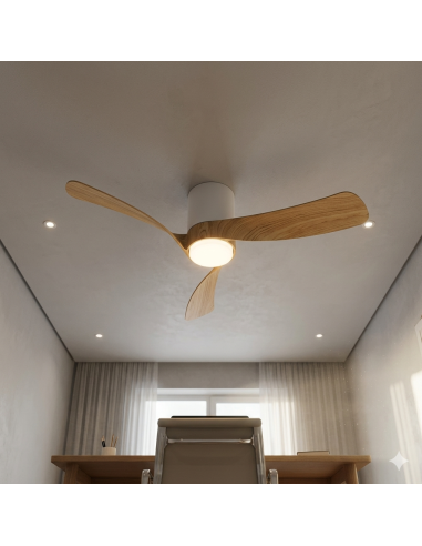 Ventilateur plafond Diam.97 cm 24W 2700/5000K Blanc et Bois - Mantra - Nemo S