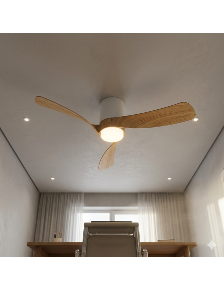 Ventilateur plafond Diam.97 cm 24W 2700/5000K Blanc et Bois - Mantra - Nemo S