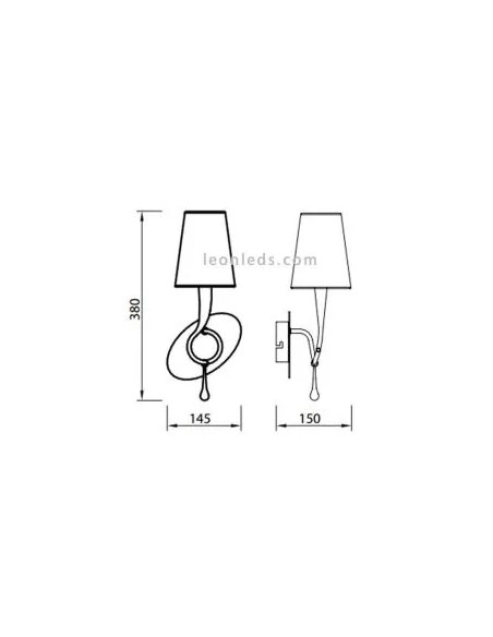 Détail applique murale Paola Mantra métal doré cristal et abat-jour tissu blanc intérieur
