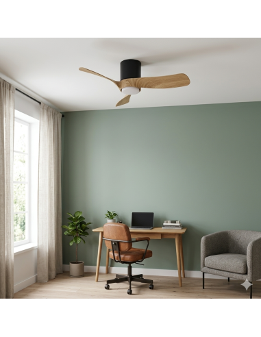 Ventilateur plafond Diam.72 cm 18 W 2700/5000K Noir et Bois - Mantra - Nemo XS
