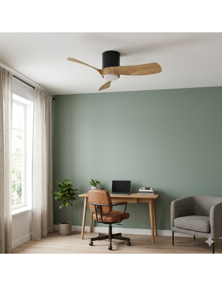 Ventilateur plafond Diam.72 cm 18 W 2700/5000K Noir et Bois - Mantra - Nemo XS