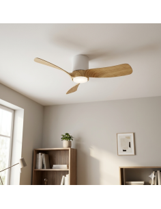Ventilateur plafond Diam.72 cm 18 W 2700/5000K Blanc et bois -Mantra - Nemo XS 2