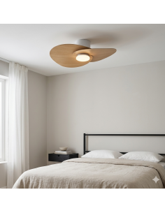 Ventilateur plafond Diam. 75cm 18 W 3000/5000K Noir et Bois - Mantra - Nénufar 2