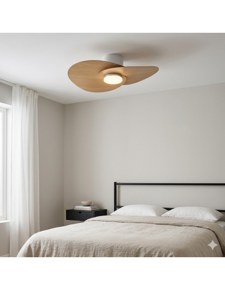 Ventilateur plafond Diam. 75cm 18 W 3000/5000K Noir et Bois - Mantra - Nénufar