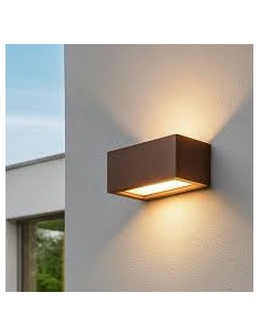 Applique extérieure Utah finition corten design industriel horizontal E27 IP65 2
