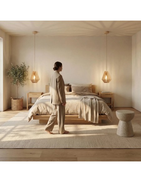 Suspension Led bois - Atelier Loupiote - Ambre