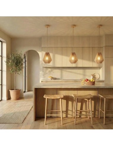 Suspension Led bois - Atelier Loupiote - Ambre