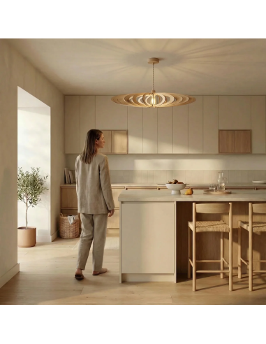 Suspension Led bois - Atelier Loupiote - Néo