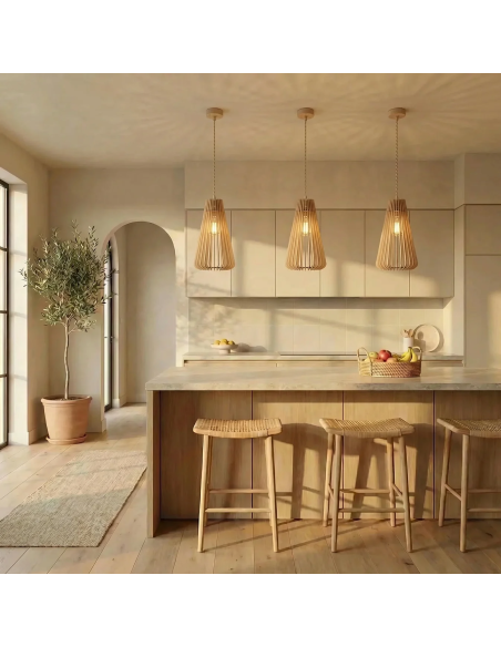 Suspension Led bois - Atelier Loupiote - Andromède