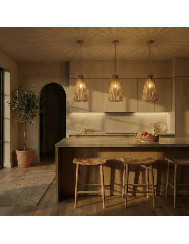 Suspension Led bois - Atelier Loupiote - Andromède