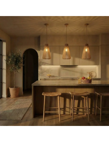 Suspension Led bois - Atelier Loupiote - Andromède