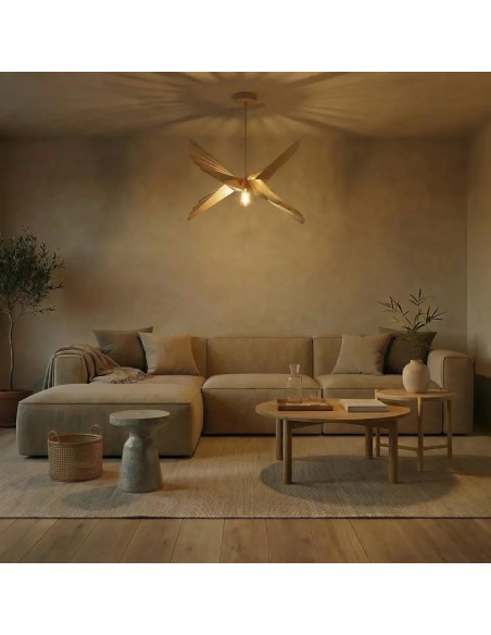 Suspension Led bois 120 cm intérieur | Atelier Loupiote
