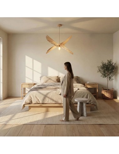 Suspension Led bois 80 cm - Atelier Loupiote - Albatros