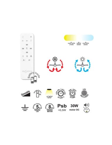 Plafonnier ventilateur dimmable CCT intérieur | Trio