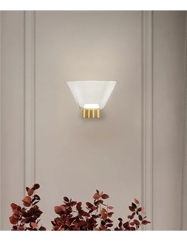 Détail applique décorative New York aluminium cristal finition dorée IP20