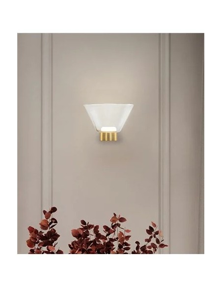 Détail applique décorative New York aluminium cristal finition dorée IP20