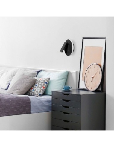 Applique murale intérieure liseuse Led  - Mantra - Cayman noir mat ronde