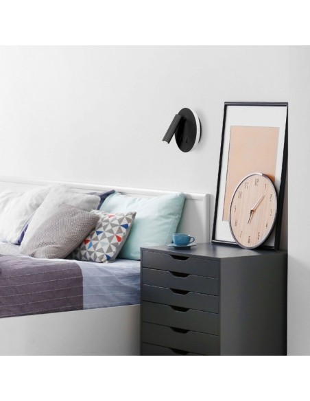 Applique murale intérieure liseuse Led  - Mantra - Cayman noir mat ronde