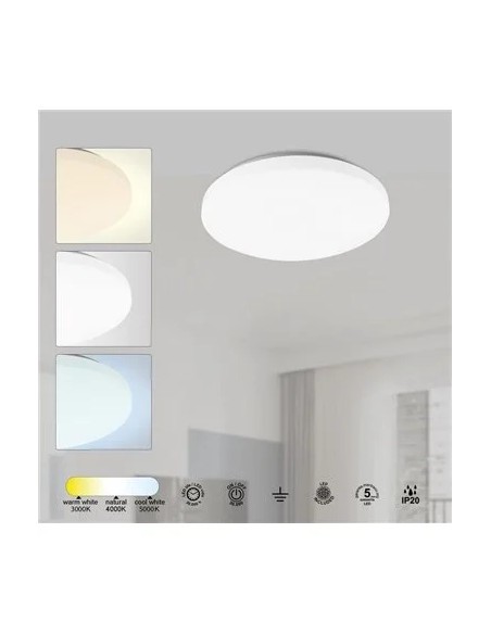 Plafonnier LED Zero CCT installé dans salon moderne éclairage puissant