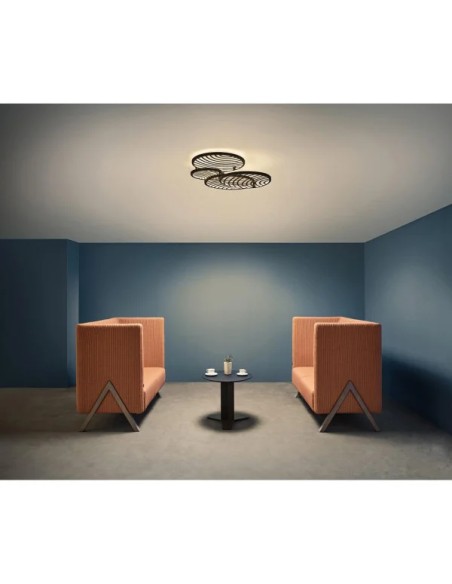 Plafonnier LED Collage installé dans salon contemporain élégant
