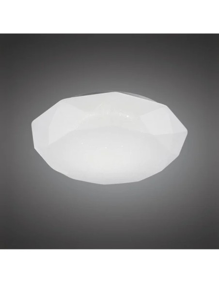 Plafonnier LED Diamante II installé dans salon contemporain lumineux
