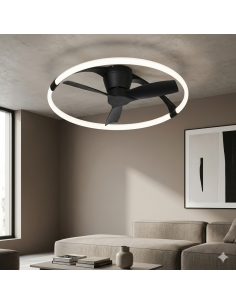 Ventilateur Diam.75 cm Dim. 55W 3000/5000K Noir - Mantra - Nepal Mini 2