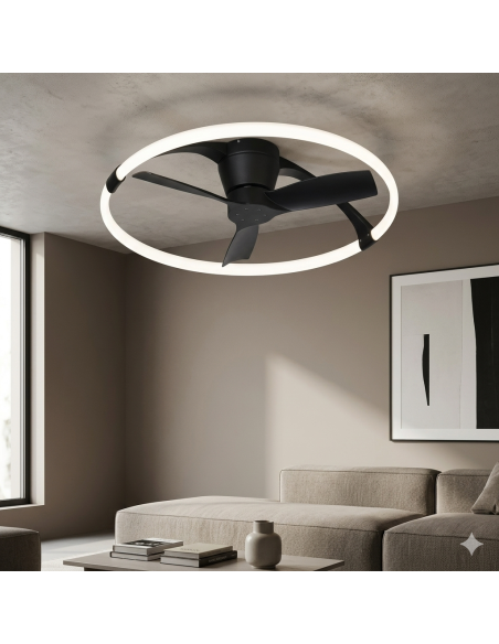 Ventilateur Diam.75 cm Dim. 55W 3000/5000K Noir - Mantra - Nepal Mini