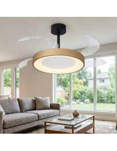 Ventilateur Diam.106cm Dim. 40W 3000/5000K Noir et Or - Mantra - Niseko fan II M 2