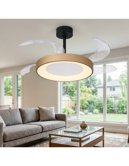 Ventilateur Diam.106cm Dim. 40W 3000/5000K Noir et Or - Mantra - Niseko fan II M