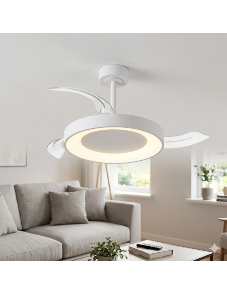 Ventilateur Diam.91 cm Dim. 36W 3000/5000K Blanc - Niseko fan II S