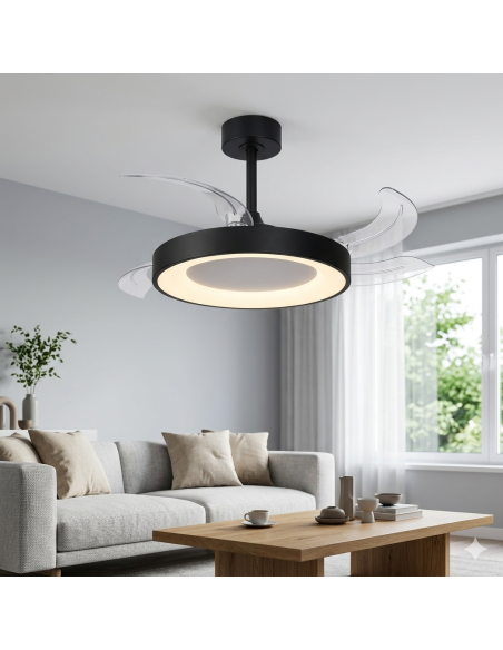 Ventilateur Diam.91 cm Dim. 45W 2700/5000K Noir - Mantra - Niseko fan S